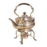 A 20TH CENTURY SILVER KETTLE AND STAND