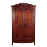 A LOUIS XV CHESTNUT ARMOIRE,