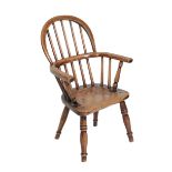 A GEORGE III ASH AND OAK CHILD'S WINDSOR CHAIR,