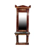 A LOUIS PHILIPPE PARCEL GILT GONÃ‡ALO ALVES AND MARBLE MOUNTED CONSOLE TABLE AND PIER MIRROR,