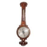 WILLIAM IV ROSEWOOD AND MOTHER OF PEARL INLAID BANJO BAROMETER