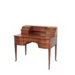 A MAHOGANY AND MARQUETRY BONHEUR DU JOUR IN 18TH CENTURY TASTE,