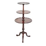 A LATE GEORGE III MAHOGANY THREE TIER DUMB WAITER,