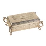 A 19TH CENTURY SILVER BOX AND COVER,
