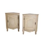 A PAIR OF LOUIS XV PROVINCIAL PAINTED WOOD ENCOIGNURES,