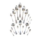 A COLLECTION OF VARIOUS SILVER SPOONS,