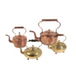 TWO VICTORIAN BRASS TODDY KETTLES,