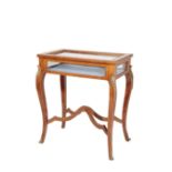 A STAINED HARDWOOD, PROBABLY TULIP WOOD, BIJOUTERIE TABLE,
