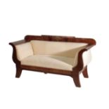 A LOUIS PHILIPPE WALNUT AND UPHOLSTERED SOFA,