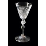DUTCH ENGRAVED ARMORIAL GLASS GOBLET, 18TH CENTURY