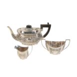 A MATCHED VICTORIAN THREE PART SILVER TEA SET