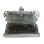 A VENETIAN ETCHED AND CUT GLASS OVERMANTEL MIRROR,