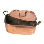 A VICTORIAN COPPER TURBOT PAN AND COVER,