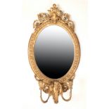 VICTORIAN GILT COMPOSITION GIRANDOLE WALL MIRROR