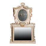 AN ITALIAN CARVED AND PAINTED WOOD OVERMANTEL MIRROR,