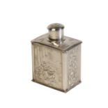 A DUTCH SILVER MINIATURE TEA CADDY