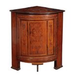 A DUTCH WALNUT AND MARQUETRY CORNER CABINET,