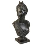 AFTER JEAN-ANTOINE HOUDON, (1741 - 1828), A PAINTED SPELTER BUST OF DIANA THE HUNTRESS,