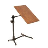 A VICTORIAN FOOT'S PATENT MAHOGANY AND CAST IRON MOUNTED ADJUSTABLE READING STAND,