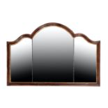 A GEORGE II STYLE WALNUT FRAMED MANTEL MIRROR,