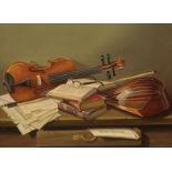 MANNER OF FREDERICK VICTOR BAILEY (1919-1997) A Trompe-l'oeil style still life
