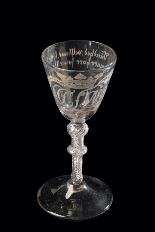 DUTCH AIRTWIST STEM MARRIAGE GLASS, 18TH CENTURY