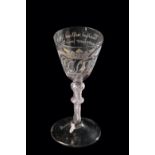 DUTCH AIRTWIST STEM MARRIAGE GLASS, 18TH CENTURY