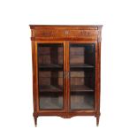 A DIRECTOIRE STYLE WALNUT AND PARQUETRY CABINET BOOKCASE,