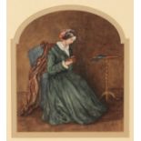 ENGLISH SCHOOL, 19TH CENTURY A portrait of a woman sewing in an interior