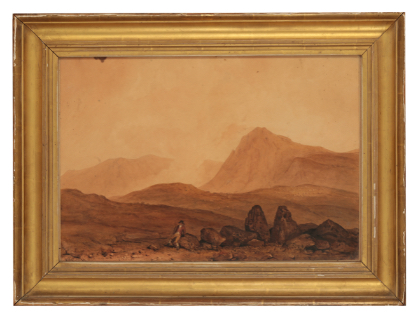 ENGLISH SCHOOL, 19TH CENTURY A mountainous landscape with figure to the foreground - Image 2 of 2