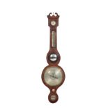 GEORGE III INLAID MAHOGANY BANJO BAROMETER