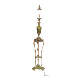 A PAINTED METAL STANDARD LAMP,