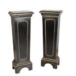 A PAIR OF LOUIS XIV STYLE EBONISED AND GILT METAL MOUNTED PLINTHS,