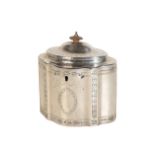 A GEORGE III SILVER TEA CADDY