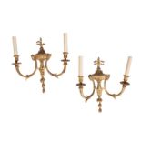A PAIR OF GEORGE III STYLE GILT-GESSO WALL LIGHTS