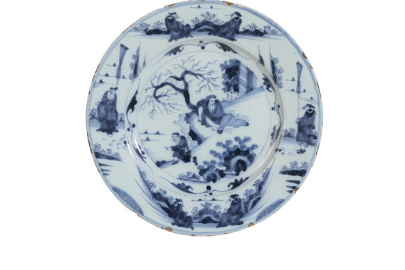 DUTCH OR FRANKFURT DELFT DISH, SECOND HALF 17TH CENTURY