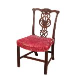 A GEORGE III MAHOGANY AND UPHOLSTERED SIDE CHAIR,