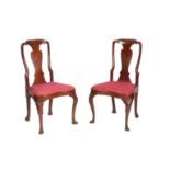 A PAIR OF QUEEN ANNE WALNUT SIDE CHAIRS,