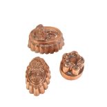 TWO VICTORIAN COPPER 'JELLY' MOULDS,
