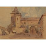 OLIVER HALL (1869-1957) 'Study of a Church at Allassac'