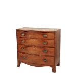 A LATE GEORGE III MAHOGANY BOWFRONT CHEST OF DRAWERS,