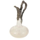 A VICTORIAN CUT GLASS AND SILVER MOUNTED CLARET JUG,
