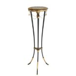 A PAIR OF PAINTED METAL AND WOOD TORCHERE STANDS, IN LOUIS XVI TASTE,