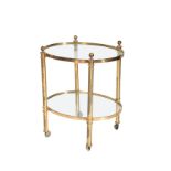 A GILT METAL AND GLASS ETAGERE,