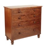 A VICTORIAN PLUM PUDDING MAHOGANY CHEST OF DRAWERS,