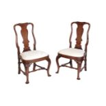 A PAIR OF QUEEN ANNE MAHOGANY SIDE CHAIRS,