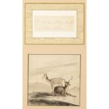 ATTRIBUTED TO HM QUEEN VICTORIA (1819-1901) An en grisaille sketch of deer in a landscape
