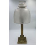 A GEORGE IV BRASS AND CUT GLASS MOUNTED TABLE LAMP,