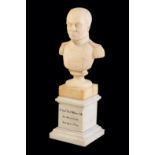 A SCULPTED ALABASTER BUST OF A BRITISH ARMY OFFICER,