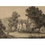 JAMES BOURNE (1773-1854)Â Â An en grisaille study of a cottage